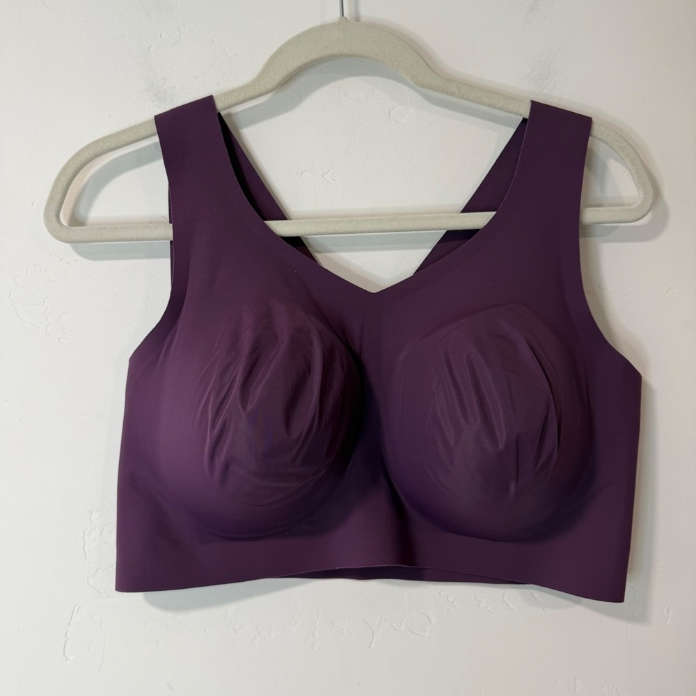 Evelyn & Bobbie Womens Defy Bra 2XL Purple Excellent Seamless Wire-Free Support